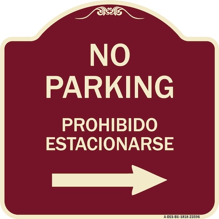Signmission No Parking Prohibido Estacionarse W/ Left Arrow Heavy-Gauge Aluminum Sign, 18" x 18", BU-1818-23596 A-DES-BU-1818-23596